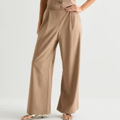 by&by Womens Juniors Wide Leg Mid Rise Flat Front Pant
