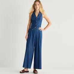 by&by Womens Juniors Wide Leg Mid Rise Trouser