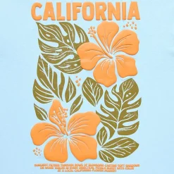 California Flower Market Oversized Tee Womens Juniors Crew Neck Short Sleeve Regular Fit Graphic T-Shirt
