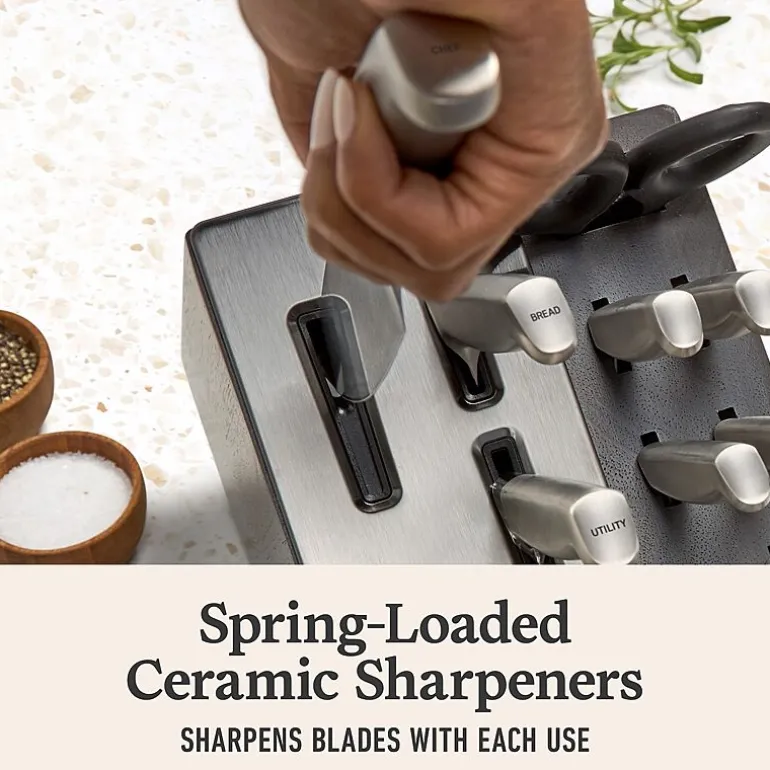 Calphalon Stainless Steel 15-pc. with Sharpin Edgetech Knife Block Set