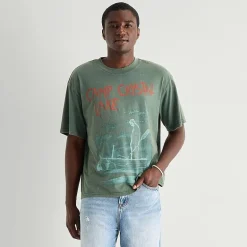Camp Crystal Mens Crew Neck Short Sleeve Boxy Fit Graphic T-Shirt