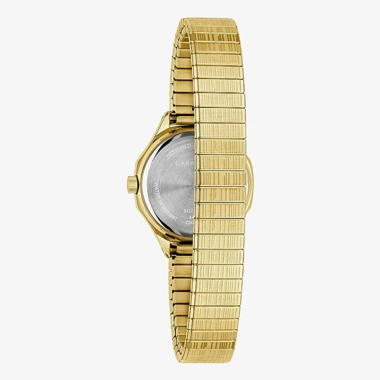 Caravelle Designed By Bulova Womens Gold Tone Stainless Steel Bracelet Watch 44l268