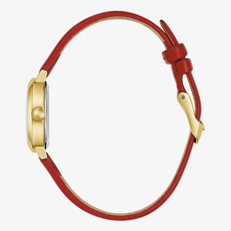 Caravelle Designed By Bulova Womens Red Leather Strap Watch 44l270