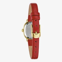 Caravelle Designed By Bulova Womens Red Leather Strap Watch 44l270