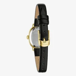 Caravelle Designed By Bulova Womens Black Leather Strap Watch 44l269