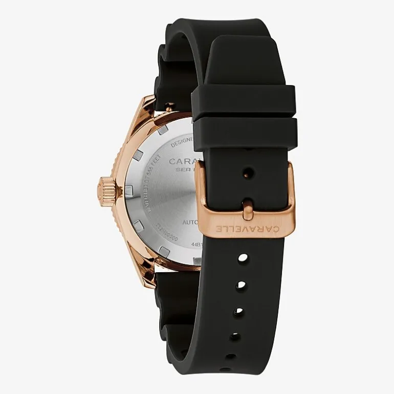 Caravelle Designed By Bulova Mens Black Strap Watch 44b130