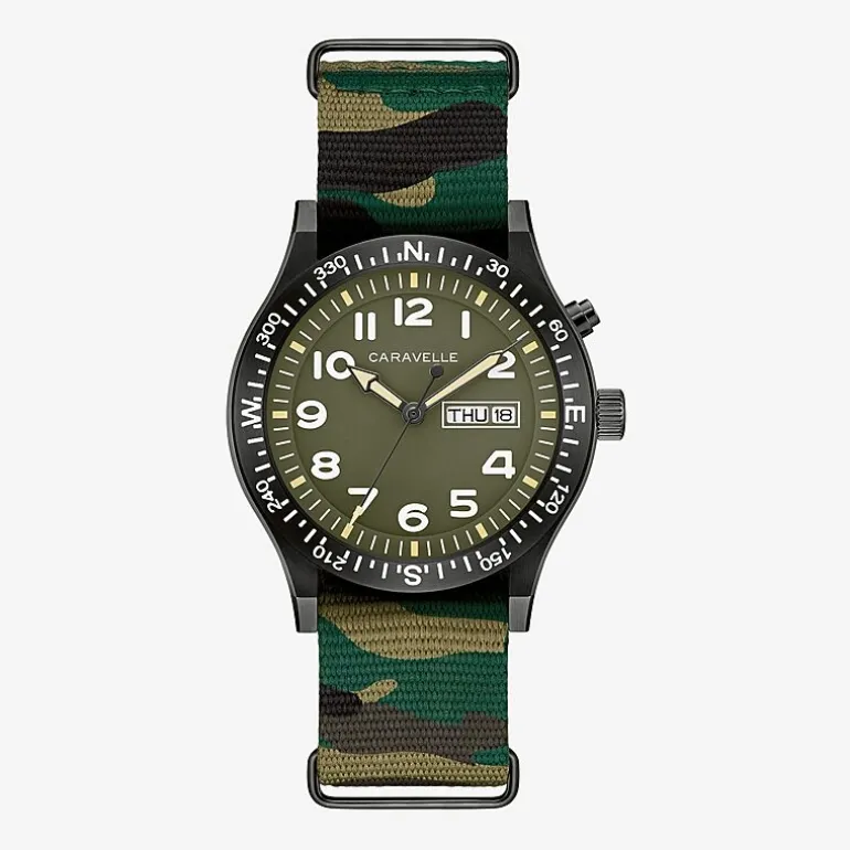 Caravelle Designed By Bulova Mens Multicolor Strap Watch 45c121