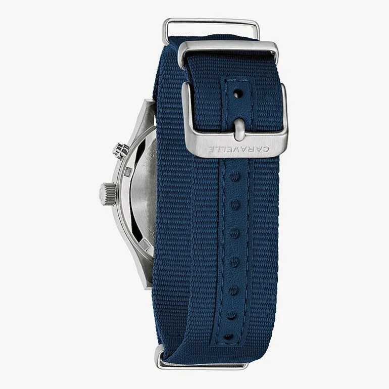 Caravelle Designed By Bulova Mens Blue Strap Watch 43c126