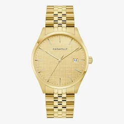 Caravelle Designed By Bulova Mens Diamond Accent Silver Tone Stainless Steel Bracelet Watch 43d108