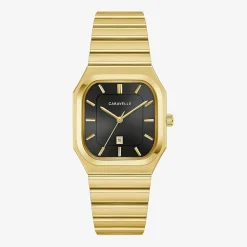 Caravelle Designed By Bulova Mens Diamond Accent Black Stainless Steel Bracelet Watch 45d111