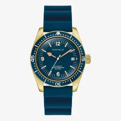 Caravelle Designed By Bulova Mens Blue Strap Watch 44b129