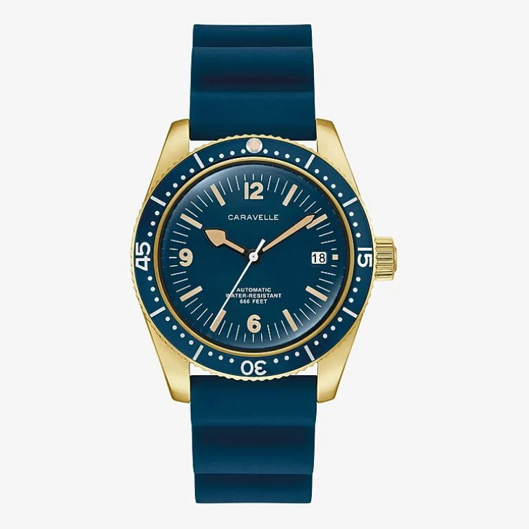 Caravelle Designed By Bulova Mens Blue Strap Watch 44b129