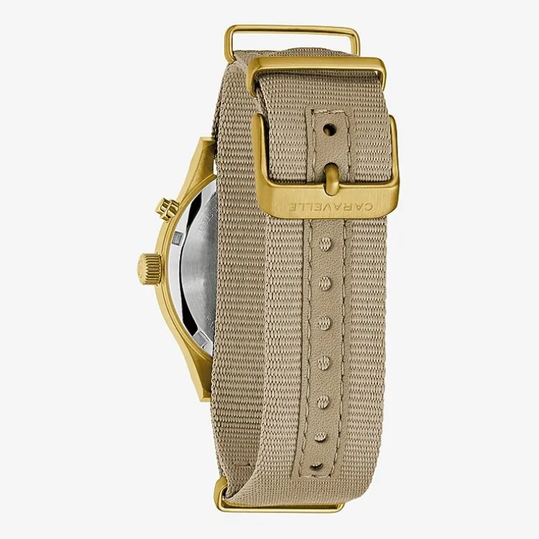 Caravelle Designed By Bulova Mens Green Strap Watch 44c113