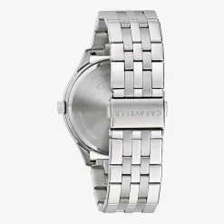 Caravelle Designed By Bulova Mens Silver Tone Stainless Steel Bracelet Watch 43b174