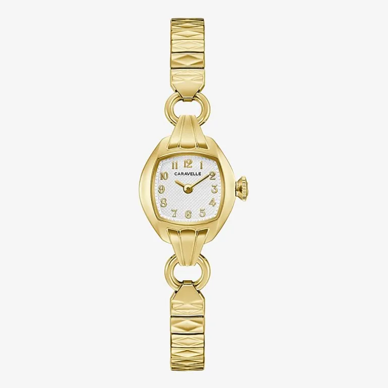 Caravelle Designed By Bulova Womens Gold Tone Stainless Steel Expansion Watch 44l267