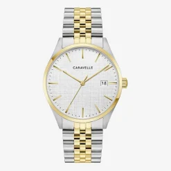 Caravelle Designed By Bulova Mens Two Tone Stainless Steel Bracelet Watch 45b163