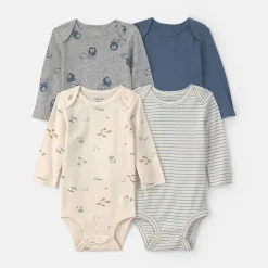 Carter's Baby Boys Crew Neck Long Sleeve Rib 4-pc. Bodysuit