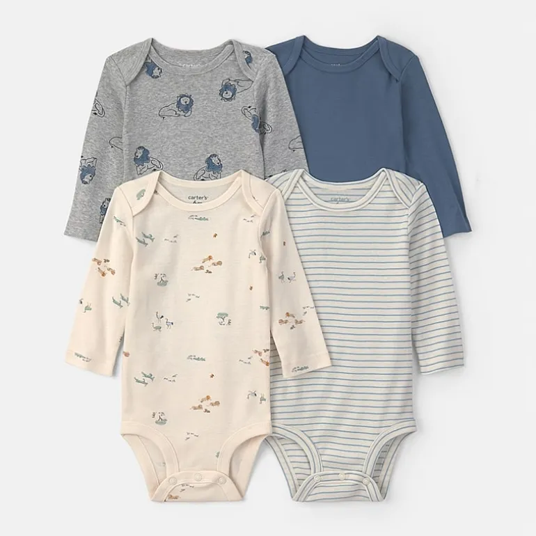 Carter's Baby Boys Crew Neck Long Sleeve Rib 4-pc. Bodysuit