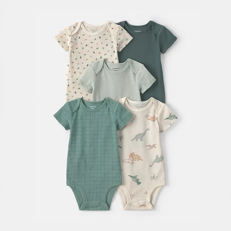 Carter's Baby Boys Crew Neck Short Sleeve Rib 5-pc. Bodysuit