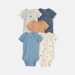 Carter's Baby Boys Crew Neck Short Sleeve Rib 5-pc. Bodysuit