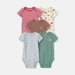 Carter's Baby Boys Crew Neck Short Sleeve Rib 5-pc. Bodysuit