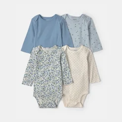 Carter's Baby Girls Crew Neck Long Sleeve Rib 4-pc. Bodysuit