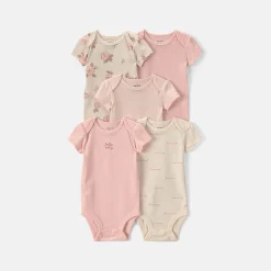 Carter's Baby Girls Crew Neck Short Sleeve Rib 5-pc. Bodysuit