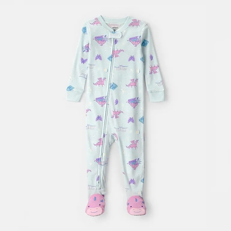 Carter's Baby Girls Footed Round Neck Long Sleeve One Piece Pajama