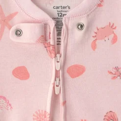 Carter's Baby Girls Footed Round Neck Long Sleeve One Piece Pajama