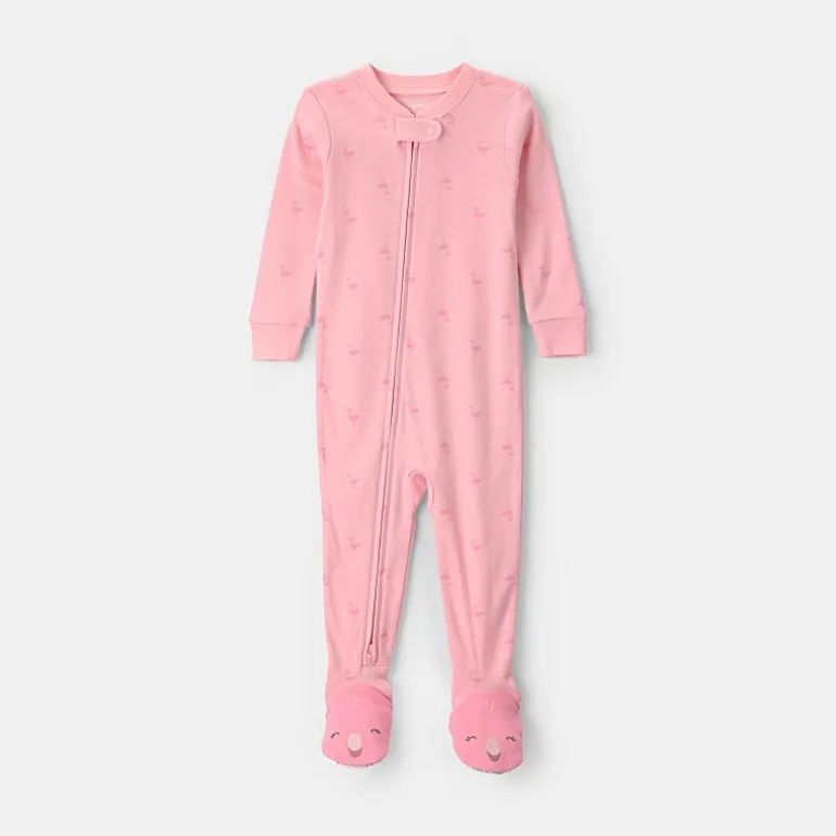 Carter's Baby Girls Footed Round Neck Long Sleeve One Piece Pajama