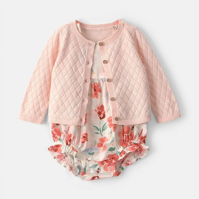 Carter's Baby Girls Round Neck Sleeveless Romper Set