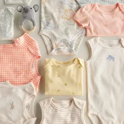 Carter's Baby Girls Round Neck Short Sleeve Rib Knit 5-pc. Bodysuit