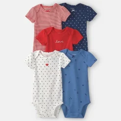 Carter's Baby Girls Round Neck Short Sleeve Rib Knit 5-pc. Bodysuit