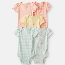 Carter's Baby Girls Round Neck Short Sleeve Rib Knit 5-pc. Bodysuit