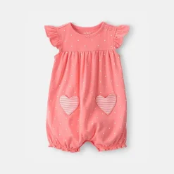 Carter's Baby Girls Short Sleeve Hearts Romper