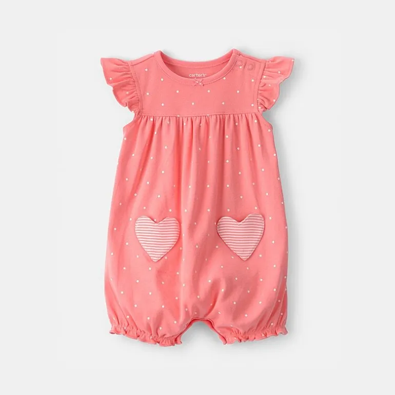 Carter's Baby Girls Short Sleeve Hearts Romper