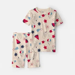 Carter's Fourth Of July Little & Big Kid Boys Round Neck Short Sleeve 2-pc. Pajama Set