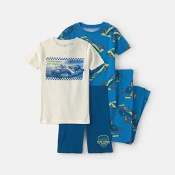 Carter's Little & Big Kid Boys Rib Crew Neck Short Sleeve 4-pc. Pajama Set