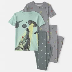 Carter's Little & Big Kid Boys Round Neck Short Sleeve 4-pc. Pajama Set