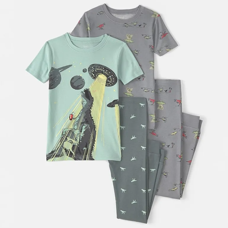 Carter's Little & Big Kid Boys Round Neck Short Sleeve 4-pc. Pajama Set
