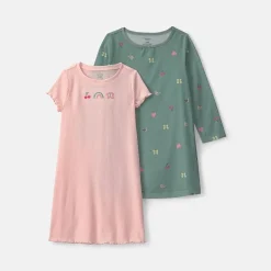 Carter's Little & Big Kid Girls Crew Neck Short Sleeve 2-pc. Nightgown