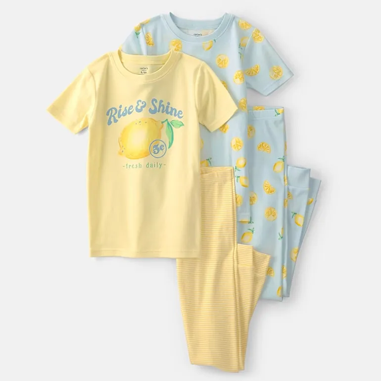Carter's Little & Big Kid Girls Round Neck Short Sleeve 4-pc. Pajama Set