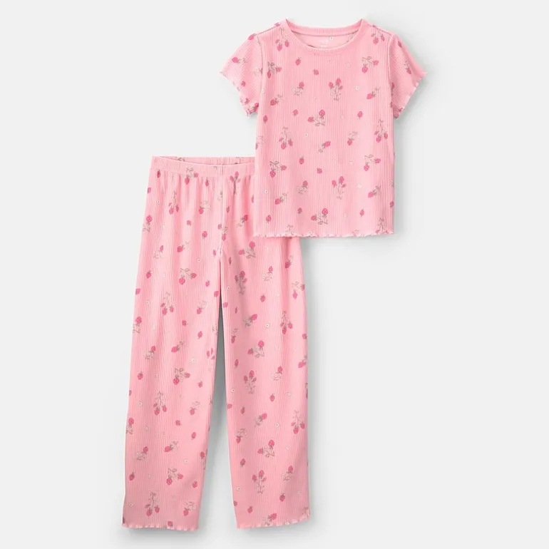 Carter's Little & Big Kid Girls Round Neck Short Sleeve 2-pc. Pajama Set