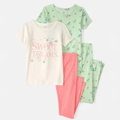 Carter's Little & Big Kid Girls Round Neck Short Sleeve 4-pc. Pajama Set