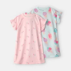 Carter's Little & Big Kid Girls Round Neck Short Sleeve 2-pc. Nightgown