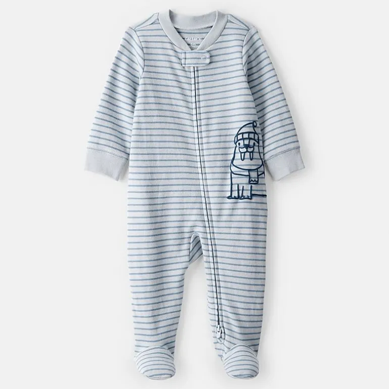 Carter's Otter Print Baby Unisex Striped Sleep and Play