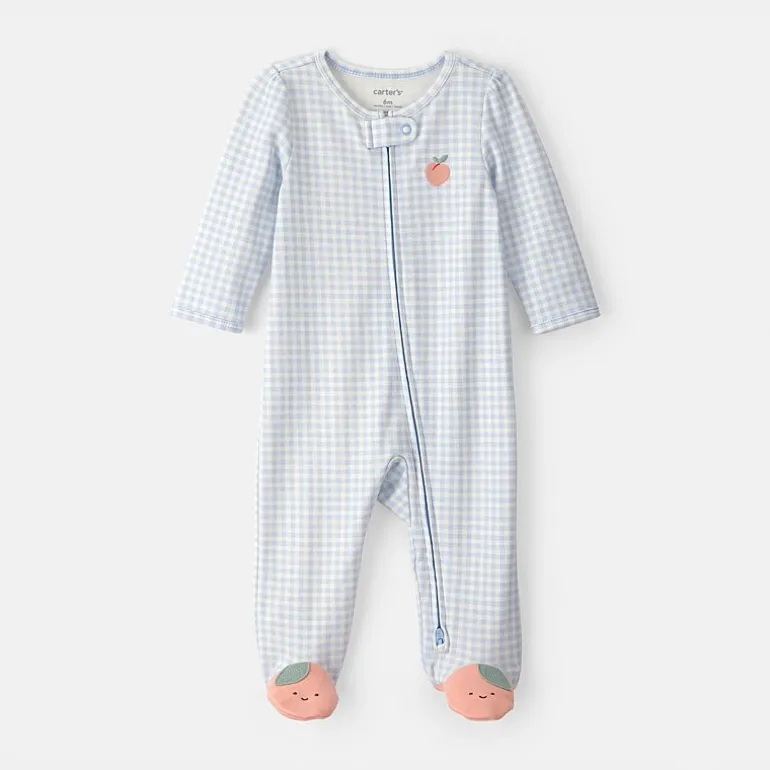 Carter's Peach Baby Girls Gingham Sleep and Play