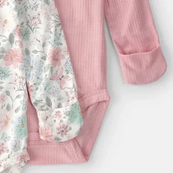 Carter's Purelysoft Baby Girls Round Neck Long Sleeve 2-pc. Bodysuit