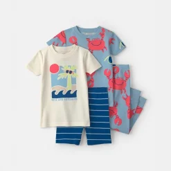 Carter's Toddler Boys Rib Crew Neck Short Sleeve 4-pc. Pajama Set