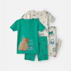 Carter's Toddler Boys Rib Crew Neck Short Sleeve 4-pc. Pajama Set